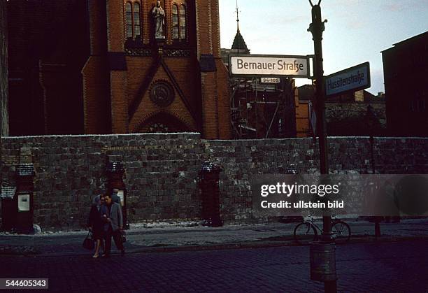 Germany Berlin Wedding - Bernauer Strasse. View to the Berlin Wall and the Versoehnungskirche - 1961