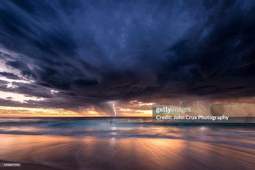 Perth beach lightning storm