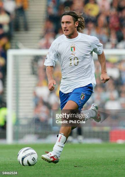 Francesco Totti of Italy during the Group Five FIFA World Cup Qualifying match between Scotland and Italy at Hampden Park Stadium on September 5,...