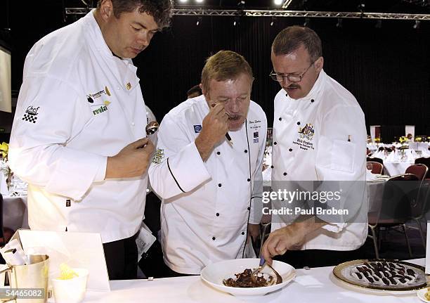 Frank Naeshiem, Steven Barton and Rick Stephen judge during the third regional final of the Black Box Culinary Challenge held at the Gold Coast...