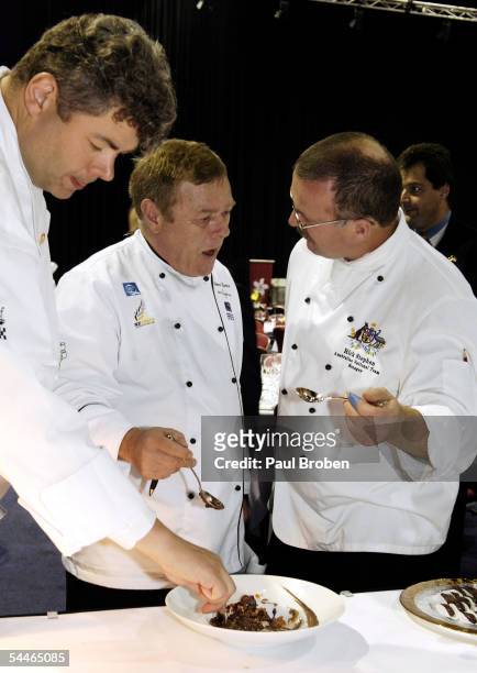 Frank Naeshiem, Steven Barton and Rick Stephen judge during the third regional final of the Black Box Culinary Challenge held at the Gold Coast...