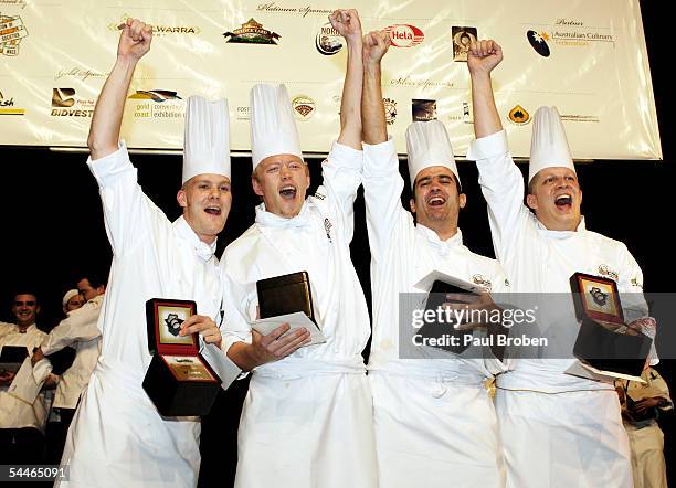 Tobias Pfister, Robbie Stokes, Sascha Triemer, and Christan Gradnitzer from Burj Al Arab celebrate winning the third regional final of the Black Box...