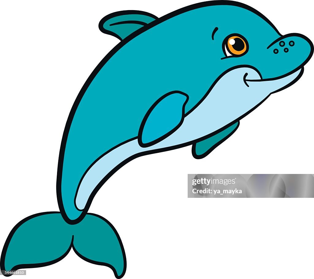 Dibujos Animados Animales Para Los Niños Lindo Bebé Pequeño Swims Delfín  Ilustración de stock - Getty Images