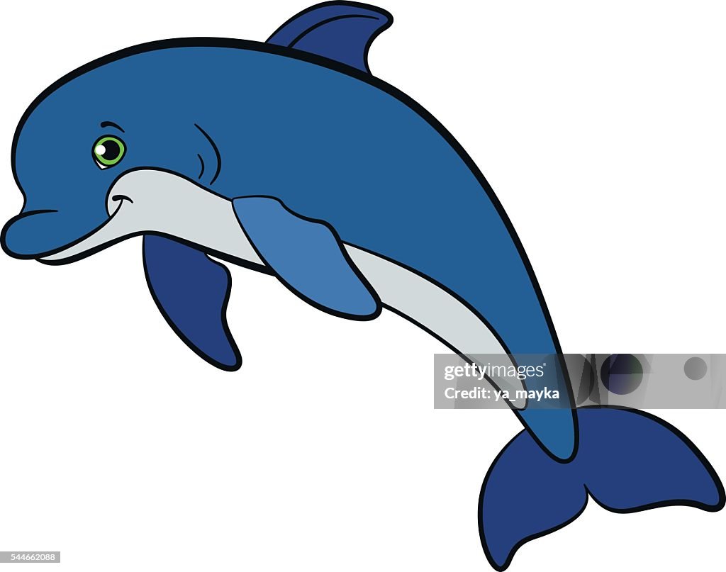 Dibujos Animados Animales Para Los Niños Poco Lindo Jumps La Laguna Delfín  Ilustración de stock - Getty Images