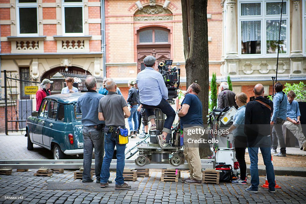 Movie set on a street in Wiesbaden