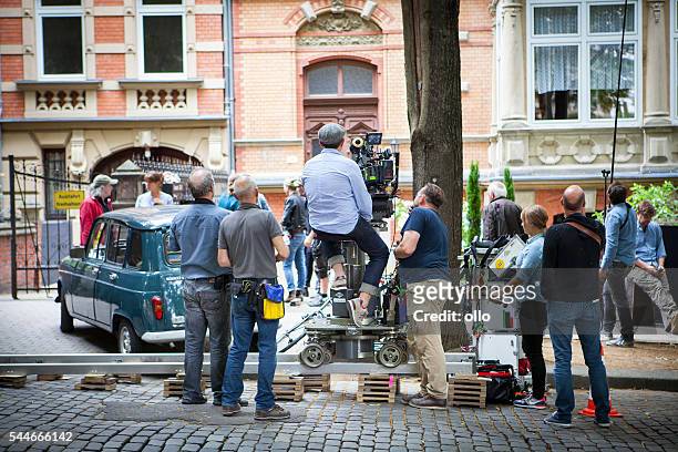 movie set on a street in wiesbaden - film set stock pictures, royalty-free photos & images