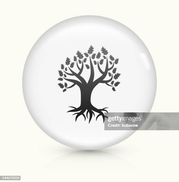 tree icon on white round vector button - compost stock illustrations