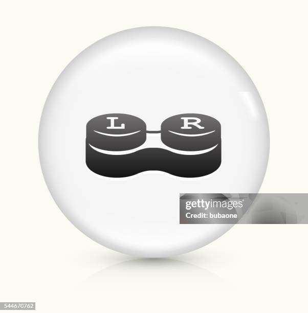 contact lens cases icon on white round vector button - contact lens case stock illustrations