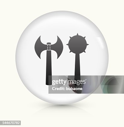 Axe Weapon icon on white round vector button Axe Weapon icon on white round vector button