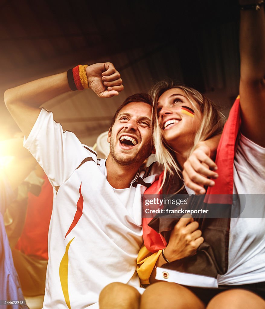 Deutsch supporter at the soccer stadium