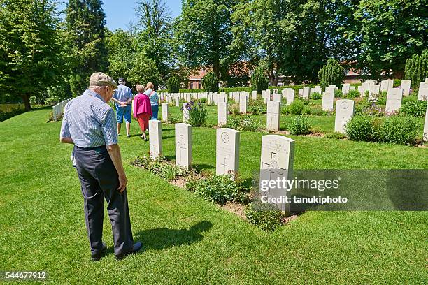 visiting war cemetery in belgium - the cemetery for foreigners bildbanksfoton och bilder
