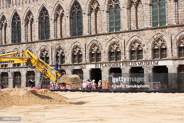 setting up beach volley field - flanders fields stockfoto's en -beelden