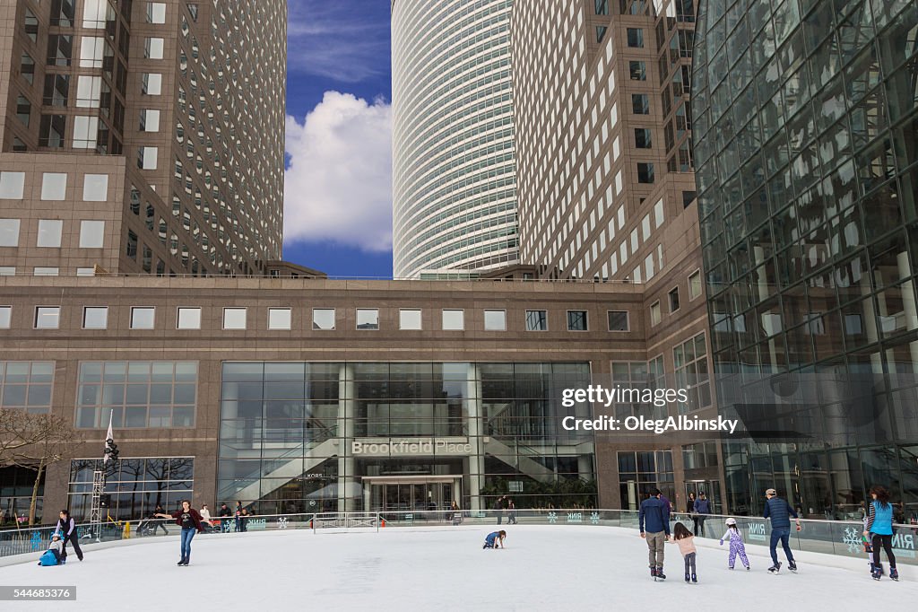 Ice Skating Rink at Brookfield Place, Battery Park, Manhattan, NYC.