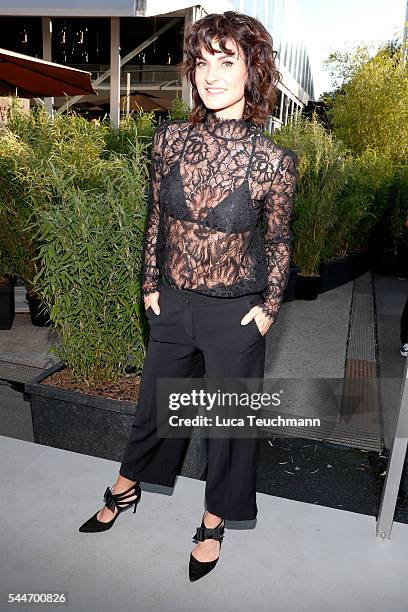 Marlene Lufen attends the Guido Maria Kretschmer show during the Mercedes-Benz Fashion Week Berlin Spring/Summer 2017 at Erika Hess Eisstadion on...