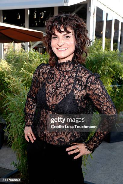 Marlene Lufen attends the Guido Maria Kretschmer show during the Mercedes-Benz Fashion Week Berlin Spring/Summer 2017 at Erika Hess Eisstadion on...