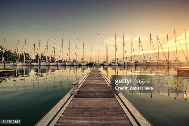 marina on the lake balaton - porto turistico foto e immagini stock