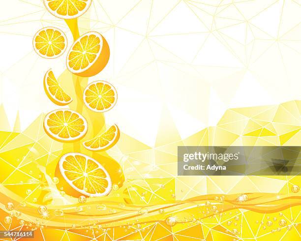 stockillustraties, clipart, cartoons en iconen met splashing orange - citroen frisdrank