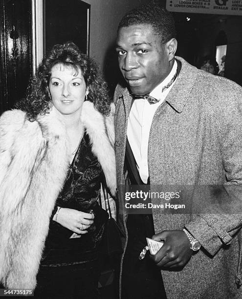 Boxer Frank Bruno and his girlfriend at the British Rock Industry Awards, London, February 1988.