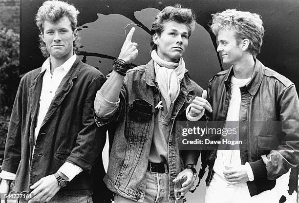 Norweigan pop band 'A-Ha'; Magne Furuholmen, Morten Harket and Paul Waaktaar-Savoy, on set to record the title song for the new James Bond film,...