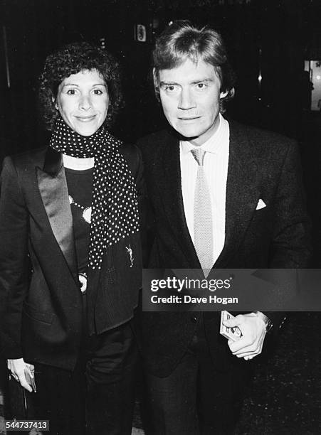 English actor Anthony Andrews and his wife Georgina, attending an event in London, March 15th 1983.