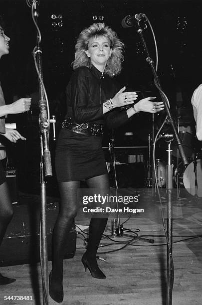 Actress Leslie Ash making her debut as a pop star, on stage at the Hippodrome, London, May 30th 1986.