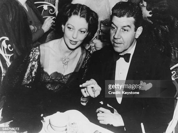 Actress Loretta Young and her husband Tom Lewis at an event, circa 1940. Printed following the announcement of their plane crash in the River Tagus...