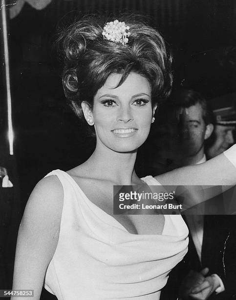 Actress Raquel Welch attending the Royal Film Performance at the Odeon, Leicester Square, London, March 14th 1966.