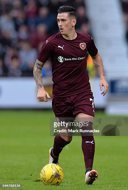 Jamie Walker of Heats in action during the UEFA Europa League First Qualifying Round match between Heart of Midlothian FC and FC Infonet Tallinn at...