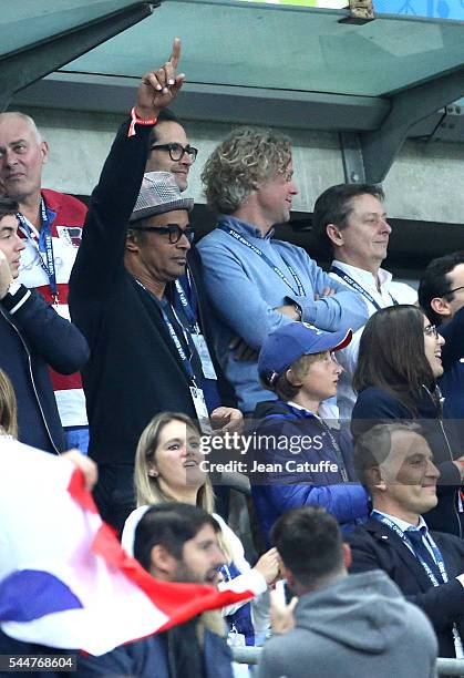 Yannick Noah and his son Joalukas Noah attend the UEFA Euro 2016 quarter final match between France and Iceland at Stade de France on July 3, 2016 in...