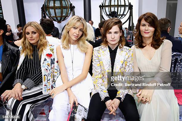 Olivia Palermo, Sabine Getty, Singer of 'Christine and the Queens' Eloise Letissier and actress Marina Hands attend the Schiaparelli Haute Couture...