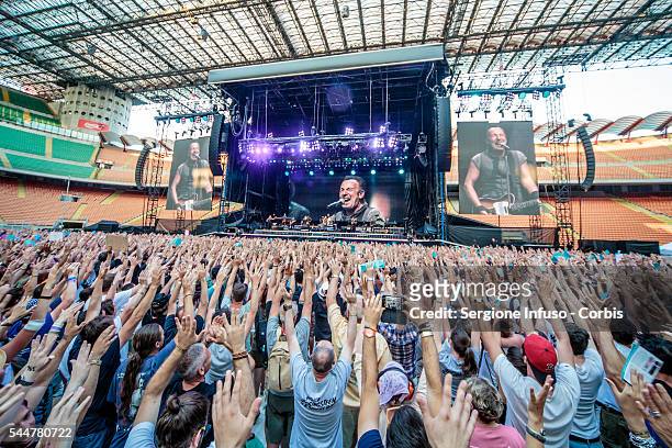 July 3: Bruce Springsteen and the E Street Band perform a sold out show at San Siro Stadium in Milan, Italy on July 3 with The River tour.