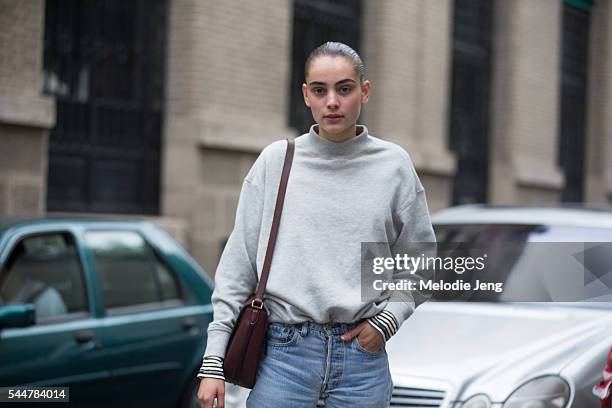 Model Romy Schonberger carries a Celine bag at the Francesco Scognamiglio show on July 3, 2016 in Paris, France.