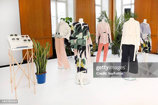 Perret Schaad booth at the group presentation during the Der Berliner Mode Salon Spring/Summer 2017 at Kronprinzenpalais on June 29, 2016 in Berlin,...