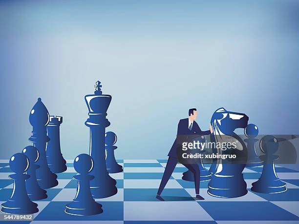 ilustraciones, imágenes clip art, dibujos animados e iconos de stock de hombre de negocios presionar ajedrez piezas - torre pieza de ajedrez