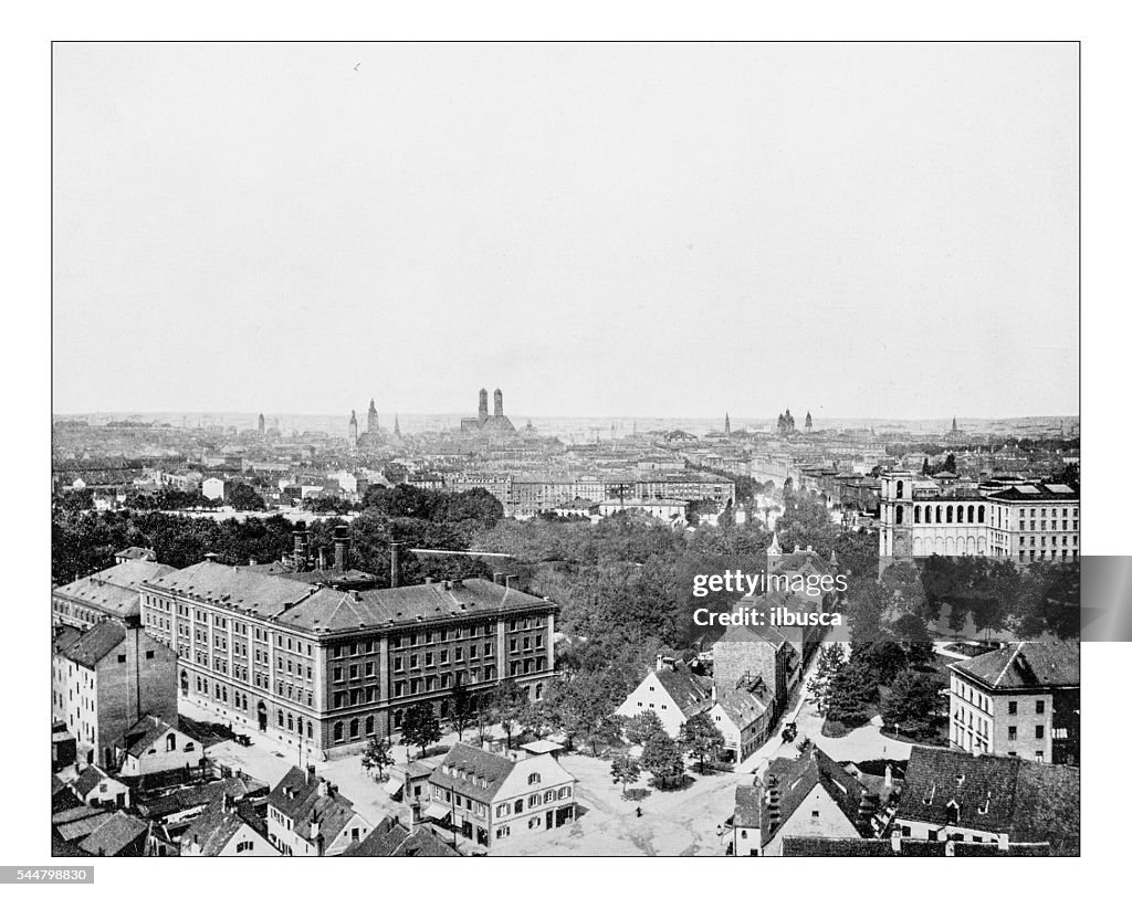 Antique photograph of cityscape of Munich (Germany)-19th century