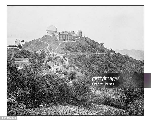 antike fotografie von lick observatory (kalifornien, usa) -19th jahrhundert - san jose kalifornien stock-grafiken, -clipart, -cartoons und -symbole