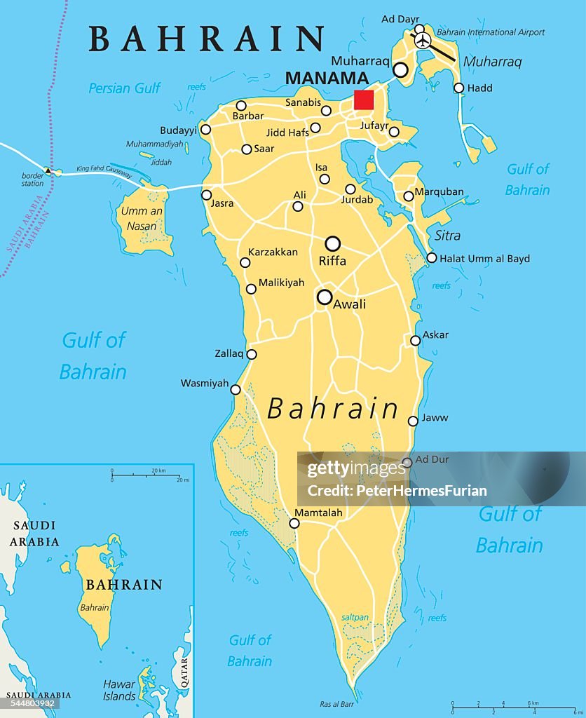 Bahrain Political Map High-Res Vector Graphic - Getty Images