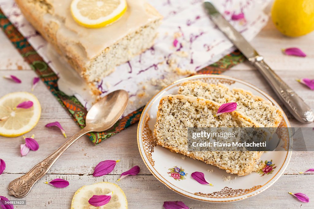 Slices of lemon cake