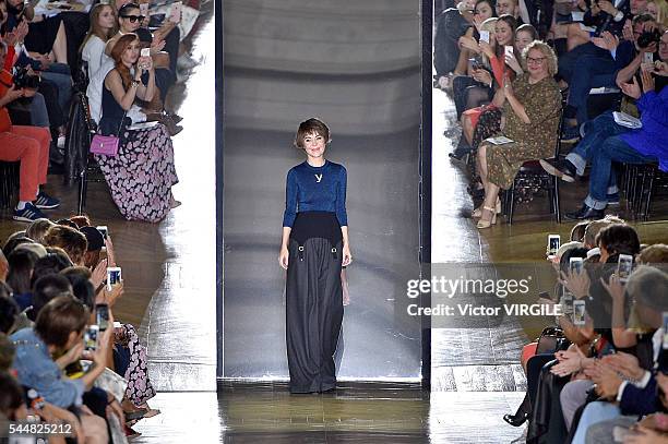 Fashion designer Ulyana Sergeenko walks the runway during the Ulyana Sergeenko Haute Couture Fall/Winter 2016-2017 show as part of Paris Fashion Week...