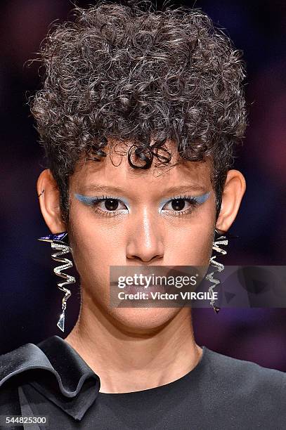 Model walks the runway during the Atelier Versace Haute Couture Fall/Winter 2016-2017 show as part of Paris Fashion Week on July 3, 2016 in Paris,...