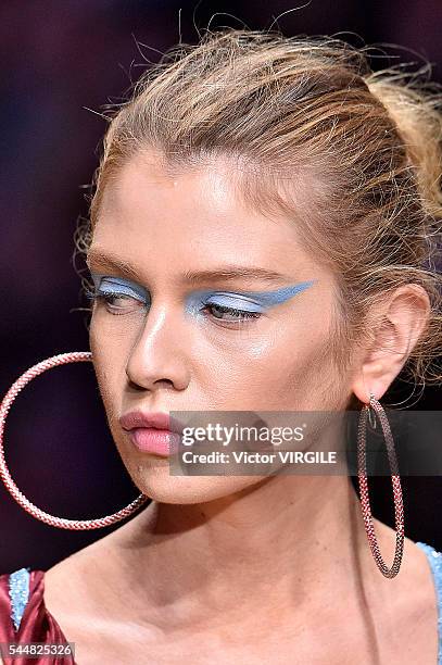 Model walks the runway during the Atelier Versace Haute Couture Fall/Winter 2016-2017 show as part of Paris Fashion Week on July 3, 2016 in Paris,...