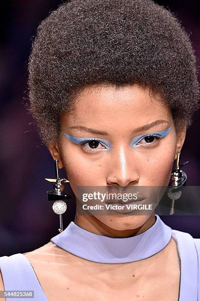 Lineisy Montero walks the runway during the Atelier Versace Haute Couture Fall/Winter 2016-2017 show as part of Paris Fashion Week on July 3, 2016 in...