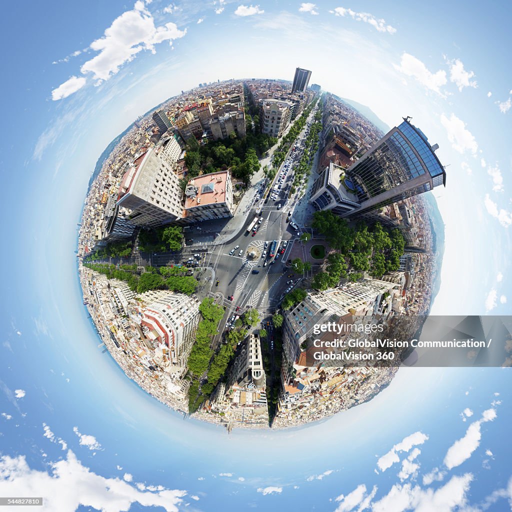 360° Aerial View of Barcelona, Spain