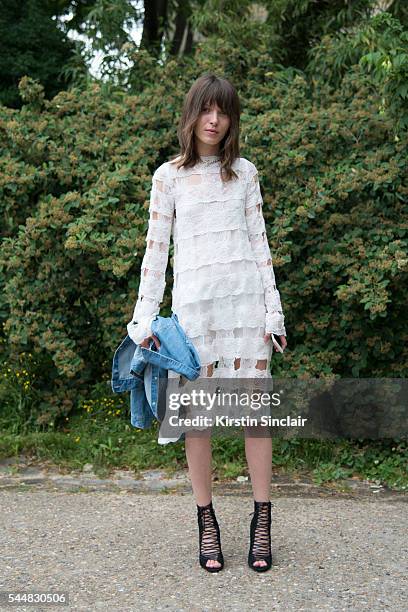 Fashion Designer Anna K wears an Anna K dress and Kendall + Kylie shoes on day 1 of Paris Haute Couture Fashion Week Autumn/Winter 2016, on July 3,...