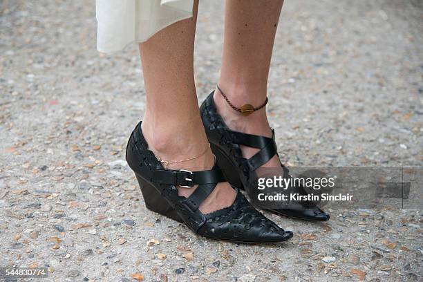 Fashion Blogger Hedvig Opshaug wears CÃ©line shoes on day 1 of Paris Haute Couture Fashion Week Autumn/Winter 2016, on July 3, 2016 in Paris, France.
