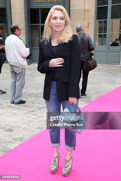 Camille Seydoux arrives at the Schiaparelli Haute Couture Fall/Winter 2016-2017 show as part of Paris Fashion Week on July 4, 2016 in Paris, France.
