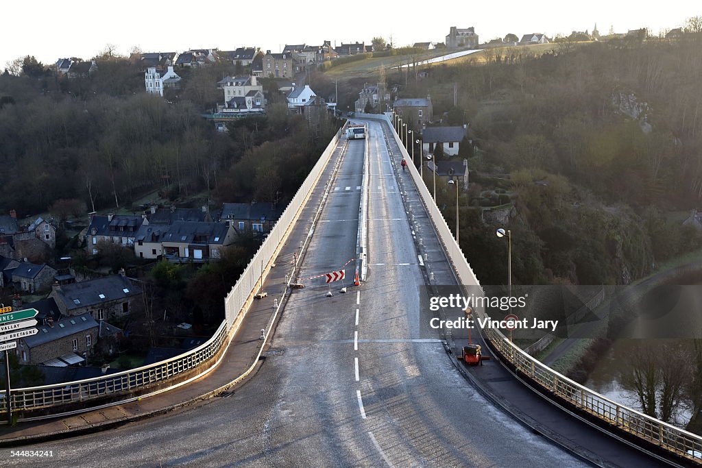 Viaduct road with ice at dinan city