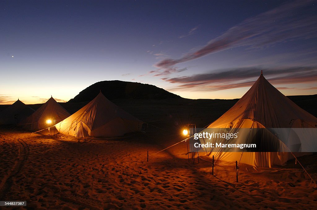 The camp at Ben Emera Monolith