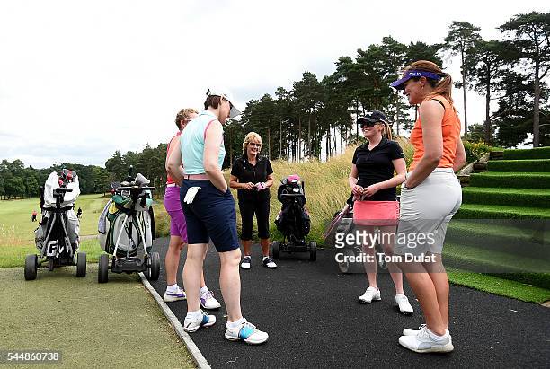 Margaret Richardson and Katie Rule of Mullion Golf Club prior to the WPGA Lombard Trophy National Pro-Am South Regional Qualifier at Camberley Heath...