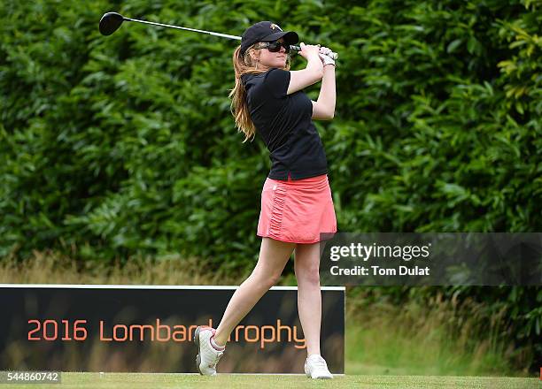 Katie Rule of Mullion Golf Club tees off from the 1st hole during the WPGA Lombard Trophy National Pro-Am South Regional Qualifier at Camberley Heath...